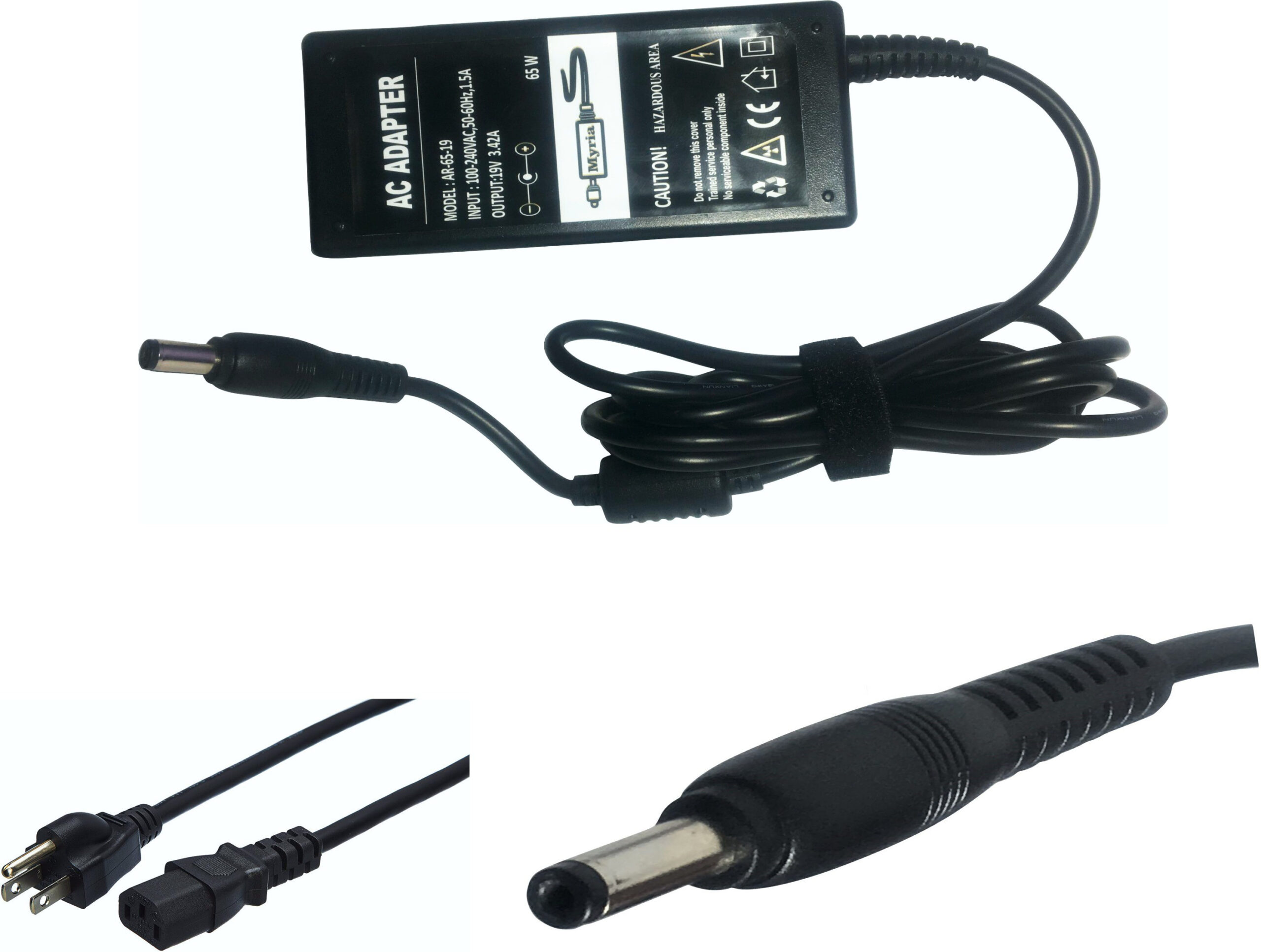 Myria toshiba laptop charger a045r001l-to02 65 W Adapter  (Power Cord Included)