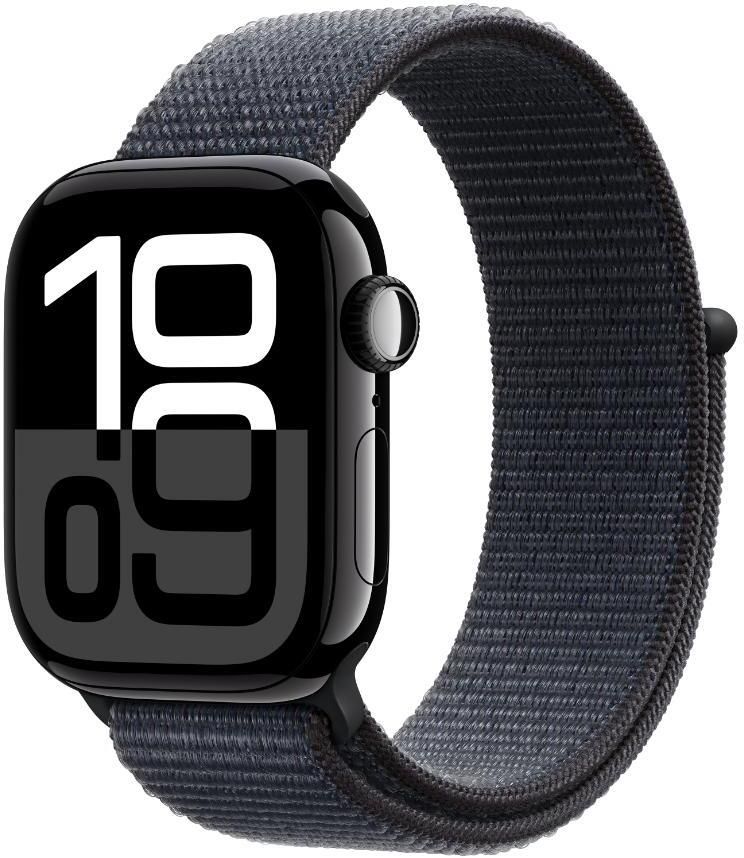 Apple Watch Series 10 GPS 42mm Jet Black Aluminium with Ink Sport Loop  (Ink Strap, Free Size)